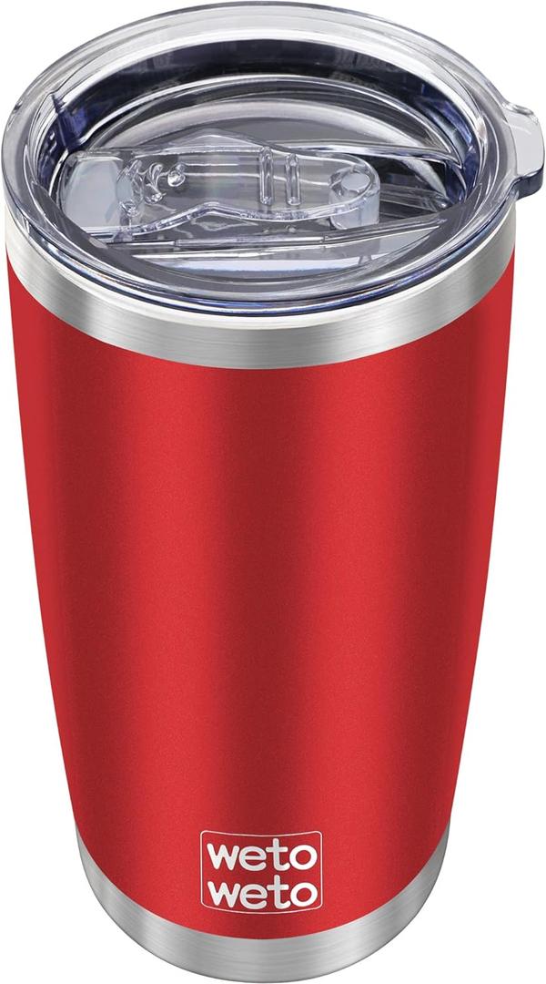 WETOWETO 20oz Tumbler, Stainless Steel Vacuum Insulated Water Coffee Tumbler Cup, Double Wall Powder Coated Leak-proof Travel Mug (Red, 1 Pack)