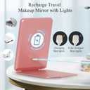 FUNTOUCH Rechargeable Travel Makeup Mirror with 72 Led Lights, Portable Lighted Beauty Mirror, 3 Color Lighting, Dimmable Touch Screen, Tabletop LED Folding Cosmetic Vanity Mirror