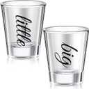 Lounsweer 2 Pcs Sorority Big Little Shot Glasses with Thick Base Big Little Sorority Gifts 2 oz Tequila Shot Glasses Mini Cups(Black)