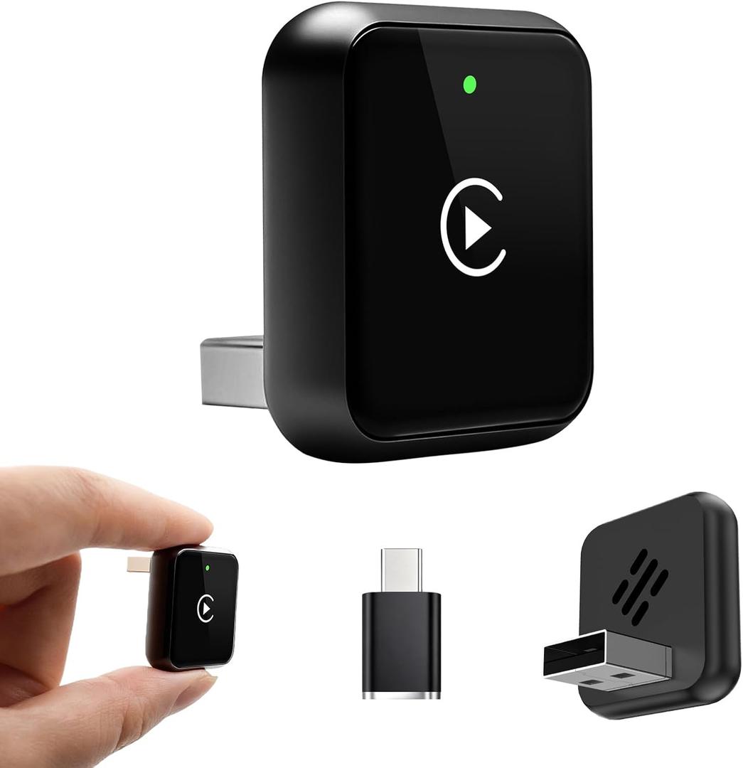 Wireless CarPlay Adapter For iPhone,Upgrade OEM Wired to Wireless CarPlay Zero Lag & Fast 3S Auto-Reconnect Stable, USB-A & USB-C Ready Seamless Hands-Free Integration (Square, Graphite Black)