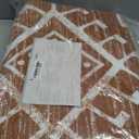 Boho 5x7 Rug for Living Room, Soft Washable Bedroom Rugs, Low Pile Stain Resistant Area Rug for Dining Room, Distressed Aztec Rug for Office Home Decor (Orange)