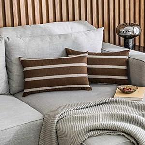 Home Brilliant Lumbar Throw Pillow Covers Boho Farm Striped Set of 2 Decorative Oblong Cushion Covers for Bed Room Outdoor Patio Elder Kids boy, 12x20 inch(30x50 cm), Brown Home Brilliant Lumbar Throw Pillow Covers Boho Farm Striped Set of 2 Decorative Oblong Cushion Covers for Bed Room Outdoor Patio Elder Kids boy, 12x20 inch(30x50 cm), Brown