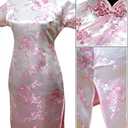 7Fairy Women's VTG Floral Mini Chinese Evening Dress Cheongsam Size 8 US Pink