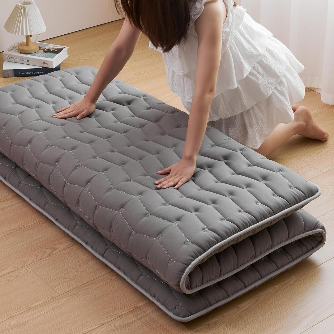 Vibe bear Premium Foam Japanese Futon Floor Mattress Queen Size 60"x 80",100% High Density Foam Comfortable Floor Mattress,3.5" Thicken Foldable Sleeping Pad,Dormitory Tatami Mat(Gray)