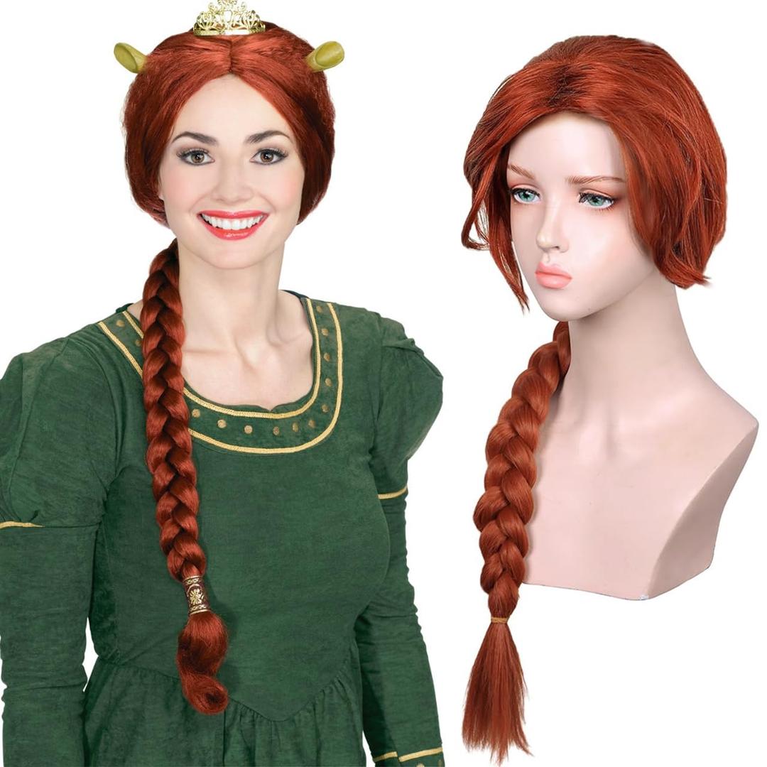 Red Ginger Fiona Wig - Ultra-long Fiery Red Braid Wig for Cosplay & Halloween Parties