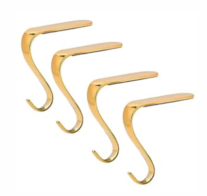 Christmas Stocking Holders Xmas Fireplace Hanger Hooks Set of 4(Rust Black)