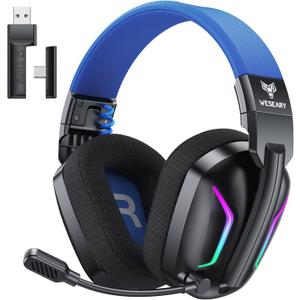 WESEARY Wireless Gaming Headset for PS5, PS4, PC, Switch & Mac, 20ms Ultra-Low Latency, 2.4GHz USB & Bluetooth 5.4 Gaming Headphones with Mic, 50H Battery Life, 3D Spatial Audio, Dynamic Lighting