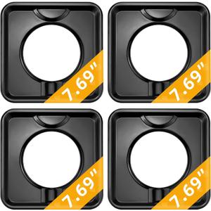 Reusable Black Drip Pans, Square Burner Covers BN24, Gas Burner Liner Covers, Gas Range Drip Pan Made of Porcelain-4packs by MIFLUS