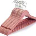 TOPIA HANGER American Red Cedar Wooden Hangers, Clothes Hangers for Closet, Wood Coat Hanger with Smooth Cut Notches, 360Flexible Hook, Non-Slip Pants Bar,10 Pack-CT07C