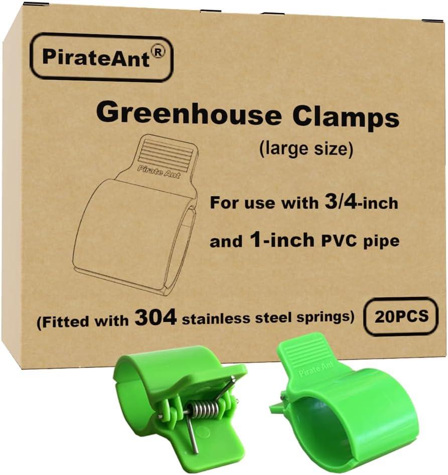 Greenhouse Clamps for3/4-1 Inch PVC Pipe, Greenhouse Hoops, Support Frame, Grow Tunnel, Plant Support Garden Stakes. For Fixing Plant Cover, Garden Plastic Sheeting, Film Row Cover, Net.