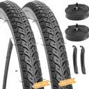 Hycline Road Bike Tires Set: 2-Pack 700x35C(37-622) Folding Replacement Puncture-Resistant Bicycle Tires and 2 Pcs 700x32-35C Inner Tubes Presta Valve with Tire Levers for City Commuter Road