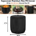 Round Fire Pit Cover,24 Inch 600D Waterproof Outdoor Propane Fire Column Cover For 23 Inch Cylinder Firepit, Patio Fireplace Cover - 24"D x 27"H