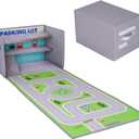 Livememory Toy Car Garage Box - Toy Car Storage Toy Car Box for with Car Rug Play Mat (Not Included Cars) (Gray - Parking Garage)