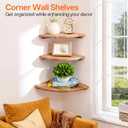 Gieanoo Corner Wall Shelf,12inch Solid Oak Wood Floating Corner Shelf with Wire Hole Corner Wall Storage Display Shelves for Living Room Bedroom Bathroom Kitchen