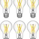 EDISHINE 6 Pack LED Edison Bulbs, A19 Dimmable Light Bulb, 800LM 4000K Cool White Light, 240 Beam Angle & E26 Base, 8W Equivalent 60W, Decorative Antique LED Filament Bulbs for Home