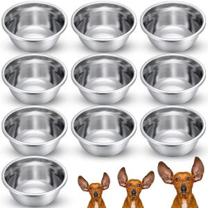 10 Pcs 8 Cup Metal Dog Bowls Stainless Steel Thickened Food Bowls Travel Kennel Food and Water Dish for Medium Large Size Dogs Cats, 64 Oz, Dishwasher Safe