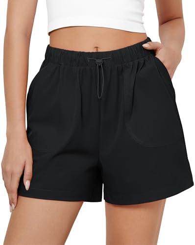 GRAPENT Athletic Shorts for Women High Waisted Casual Exercise Hiking Quick Dry Sports Gym Running Shorts with Pockets, Size 2XL