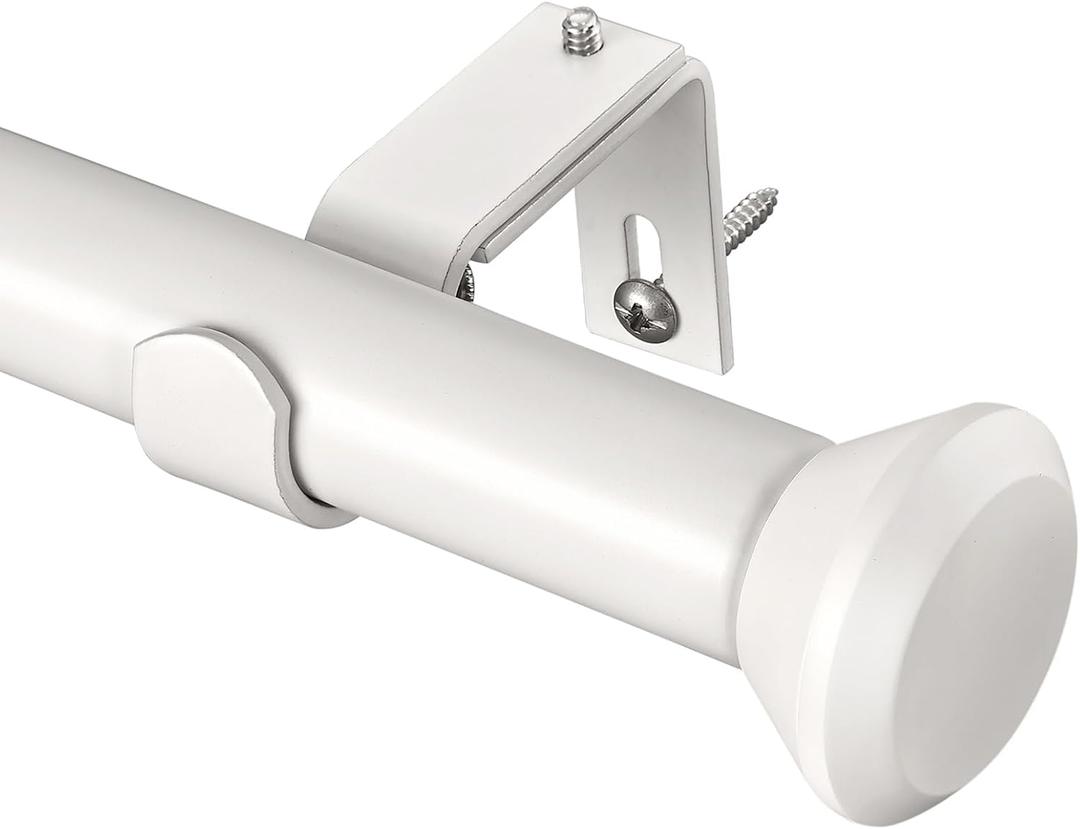 Heavy Duty Curtain Rods for Windows 48 to 84 Inches, White Adjustable Curtain Rods with Diamond Finials for Bedroom, Living Room, Patio, Kitchen, Farmhouse