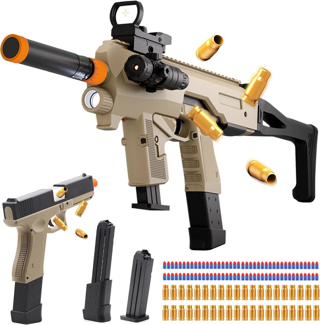 Two Modes Toy Gun Shell Ejecting Rifle with 80 Soft Bullets 40 Shells 2 Clips Soft Bullet Toy Guns Outdoor Shooting Games Christmas Halloween Birthday Gifts