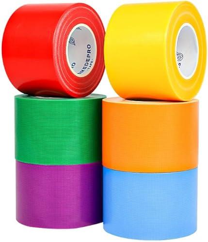 SIKEDEPRO Rainbow Colored Duct Tape 6 Pack,15 Yards x 2 Inch Heavy Duty Rainbow Waterproof Colored Tape Variety Pack,Tear by Hand,Great for Packaging, Arts & Crafts and DIY