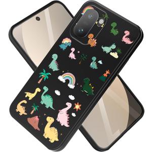 for OnePlus 15R Case 5G Phone Minimalist Slim TPU Flexible Protective Cover Ultra-Thin Silicone Black Cute Cartoon Protective Case (Dinosaur World)