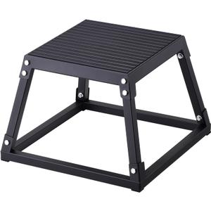 VEVOR Plyometric Jump Box, 18 Inch Plyo Box, Steel Plyometric Platform and Jumping Agility Box, Anti-Slip Fitness Exercise Step Up Box for Home Gym Training, Conditioning Strength Training (Black)