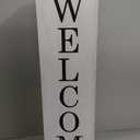Glitzhome 30"H Wooden Welcome Porch Sign Rustic Double Sided Box-shaped "WELCOME, HOME" Porch Sign for Front Porch Decor, Washed White (1-pack)