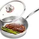 9.45 Inch Titanium Pans for Cooking,99.6% Titanium Frying Pan Healthy Non-Toxic Titanium Cookware with Lid for Even Heating, Induction Compatible Oven & Broiler Safe