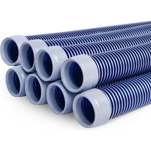 POOLWHALE Professional Swimming Pool Vacuum Cleaner Hose -1.5 8 Piece Hoses, Perfect Vacuum Extension/Replacement - Compatible with all Major Automatic Pool Cleaners (Gray - Blue)