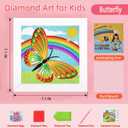Miairivy Diamond Painting Kits for Kids, DIY 5D Cute Cartoon Diamond Art with Frame, Extremely Creative Crafts, Gifts, Birthday Gifts and Room Decor for Girls and Boys Ages 4-12 (Butterfly-1)