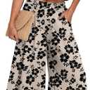 Lepunuo Womens Summer 2 Piece Outfits Sleeveless Crop Top Flowy Wide Leg Pants Matching Sets Vacation Beach Travel Outfits (Beige, L)