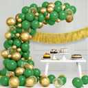 KatchOn, Green and Gold Balloon Arch Kit - Pack of 75 | Green and Gold Party Decorations | Gold Fringe Backdrop for Anniversary Party | Happy Birthday Decorations, Bachelorette Party Decor