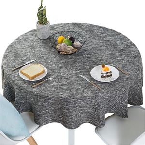 Dimatic Cotton Linen Solid Color Tablecloth Round Simple Style Table Cover for Small Round Table 24"-40" (2 Seats), Dark Grey, Round - 48 Inch