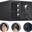 Biometric Digital Security Home Safe, Safes for Home Storage Cash Jewelry and Valuables,1.0 Cubic Feet Gun Use Storage Small Fingerprint Safe Box. (No fireproof bag, 9.8”H X 13.8”W X 11”D)
