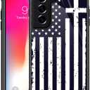 Compatible with Samsung Galaxy S21 FE Case,American Flag Cross Amazing Pattern Design Shockproof Anti-Scratch Hard PC Back Case for Samsung Galaxy S21 FE Case