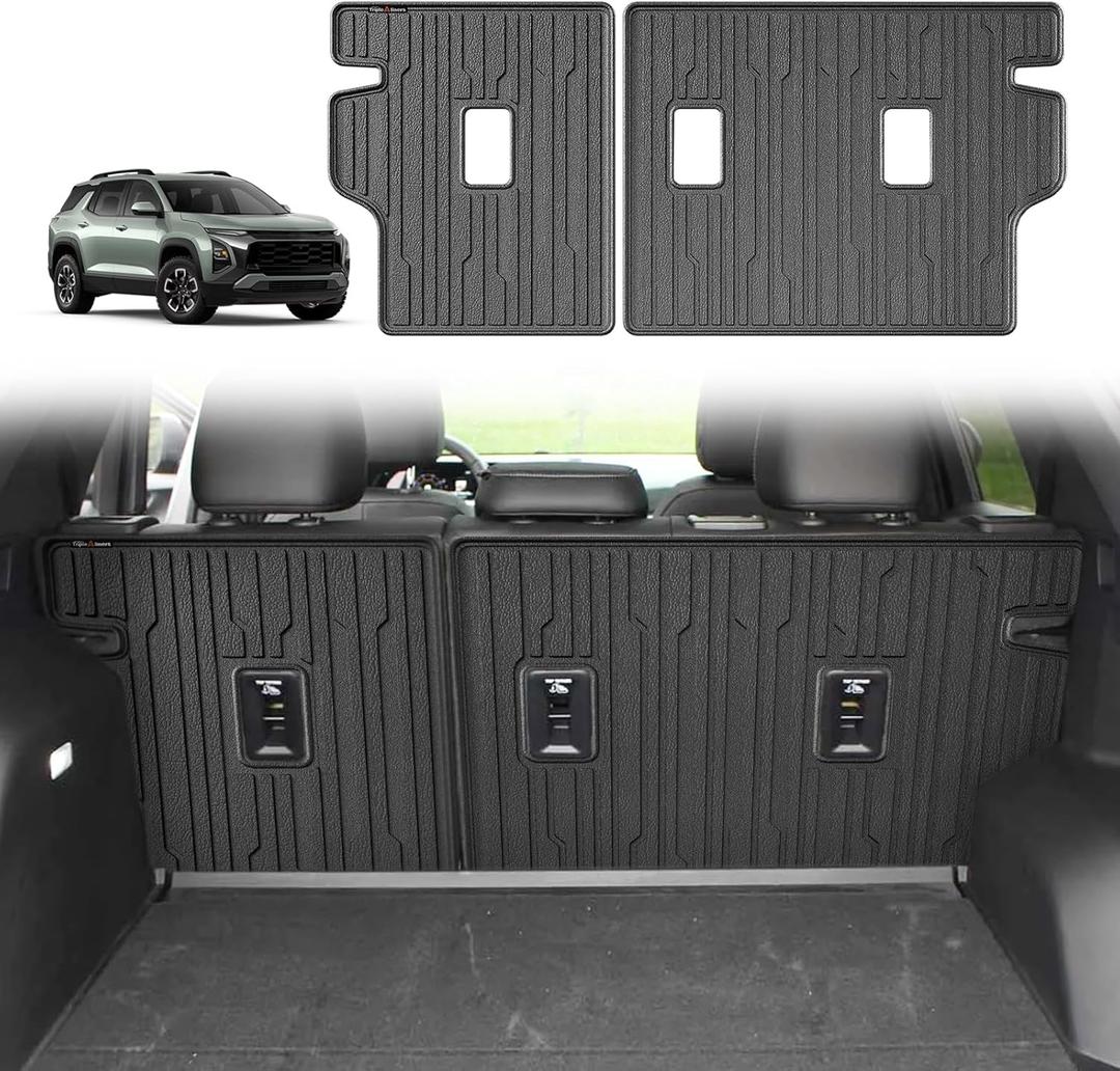 TripleAliners Rear Back Seat Protector Cover 2nd Row Backrest Mats All Weather Liners Compatible with 2025 Chevy Equinox Accessories TPE Custom Fit Protection Seat Back Cover(No for EV)