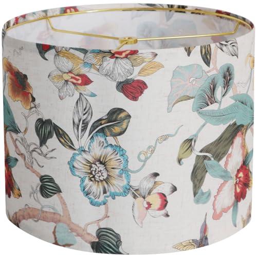 Rumidoph Drum Lamp shades Linen Medium Lamp shade 1 Pack, 13"Top x 13"Bottom x 10"High(Spider) Printed Floral Lampshade for Table Lamps Floor Lamps, Farmhouse Lampshades Replacement, Assembly Required