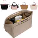 Purse Organizer Insert for LE PLIAGE Top Handle (Beige, Large)