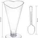 Foraineam 80 Pack 5 oz Clear Dessert Cups with Spoons, Plastic Champagne Flutes Wine Cocktail Glasses, Reusable Parfait Appetizer Mousse Cup for Valentine's Day, Home Gatherings, Parties, Weddings