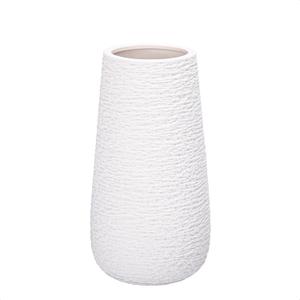 D'vine Dev 8 Inch Textured White Elegant Oval Ceramic Vase for Flowers, Home Dcor Vase with Design Box, VS-LD-A-1