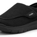 FitVille Diabetic Shoes for Women Extra Wide Width Walking Shoes Slip-On Orthopedic Shoes for Swollen Feet Foot Pain Relief - EasyTop Wings V2 ( Jet Black, 8.5)