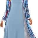 Ekouaer Women's Sexy Nightgown with Robes Set 2 Piece Lace Full Length Knit Soft Nightwear Lightweight Bathrobes S-XXL (Medium, Floral Mix Blue)