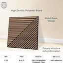 WoveN SounD Artisan Acoustic Wall Panels, 24x24 Inch 8 Pack, PVC Wood Grain Sound Proof Wall Decor, Self-Adhesive for Home, Studio, Office & Focus Zones, Linear Array Prismatic Shadows, Teak