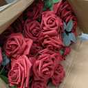 Sherr 250 Pcs Artificial Roses Flowers Bulk Fake Rose with Stem Faux Bridal Flower Centerpiece for Wedding Mother's Day Bridal Shower Party DIY Bouquet Arrangement Garland Home Decor(Burgundy)