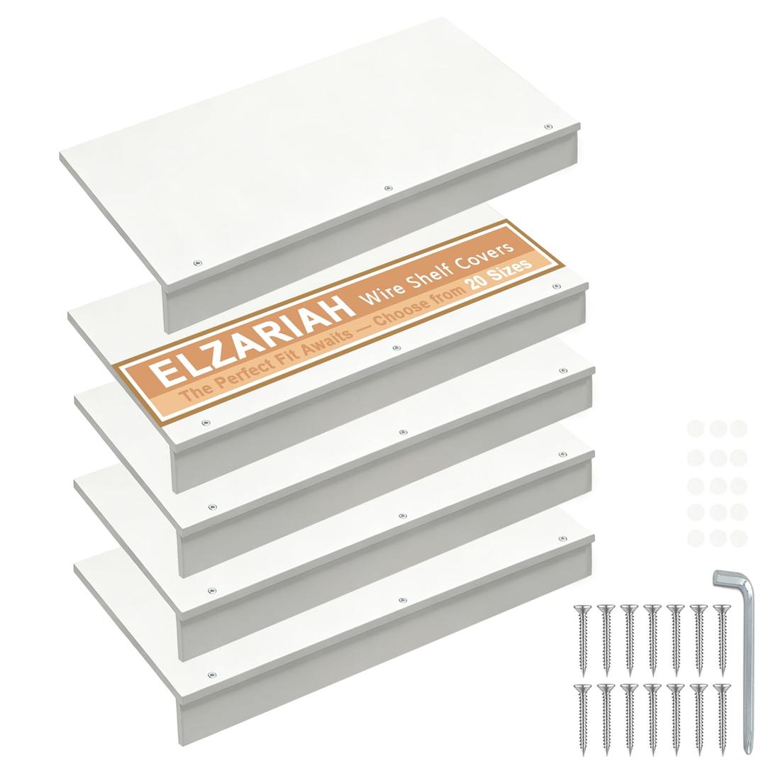 Wire Shelf Covers, Wire Rack Covers for Pantry 28"Wx12"D Wooden 5pcs White
