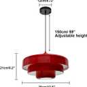 Red Pendant Light, Industrial Metal Pendant Light Fixtures, 3-Layer Shade Design, 13.8-inch Dome, Red Finish, Kitchen Light Fixtures for Dining Table