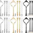 3 Tier Cupcake Stand Fittings Cake Stand Hardware Kit Heavy Metal Cake Stand Holder for Dessert Serving Trays Support Rod, Tiered Resin Plates, Crafts Making and Decoration(Black, Silver, Gold,6 Sets)