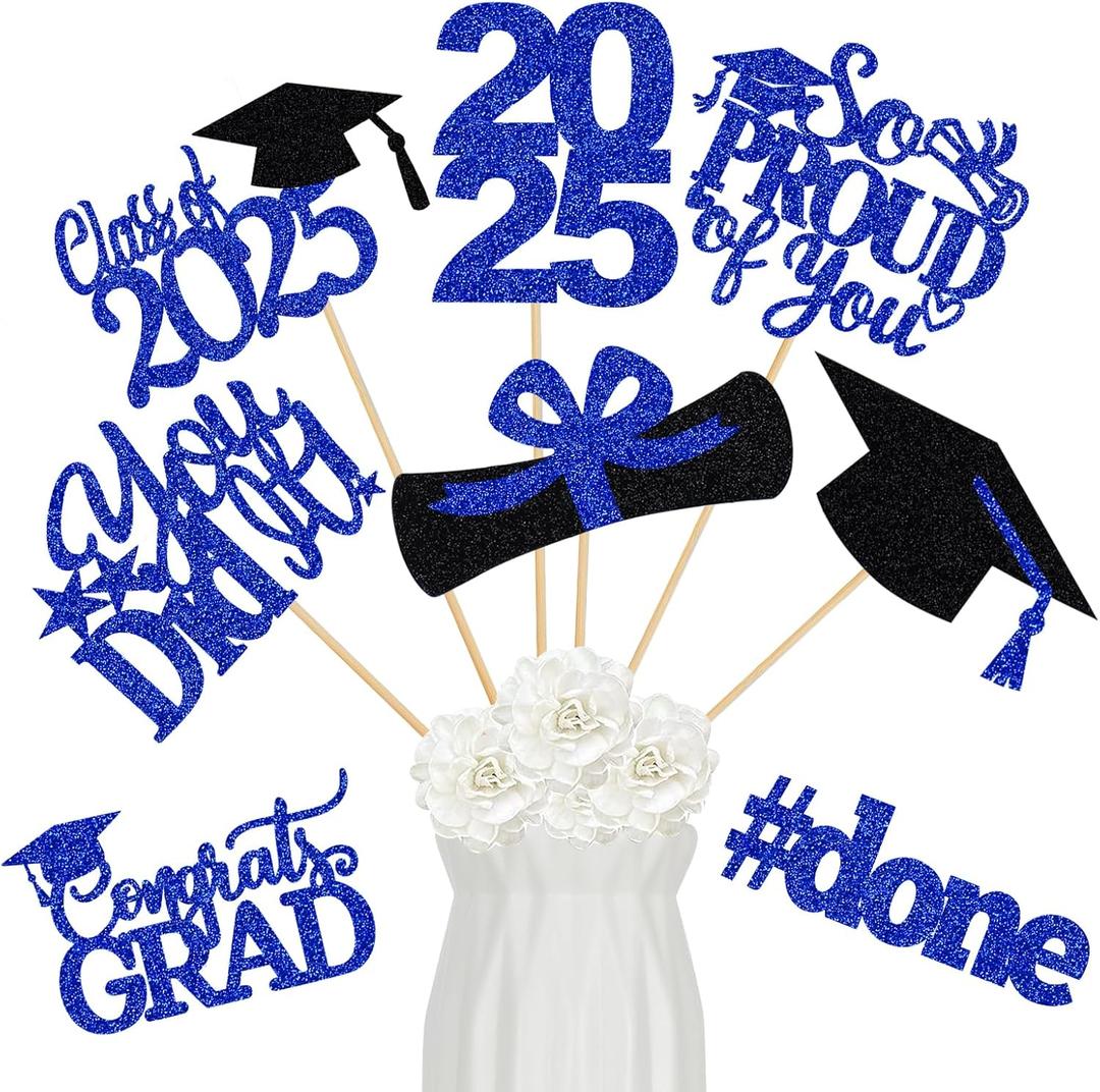3 x 24Pcs 2025 Graduation Table Centerpieces Blue, Graduation Centerpieces for Tables 2025 Blue Graduation Centerpiece Sticks for Graduation Party Table Decorations 2025 Blue