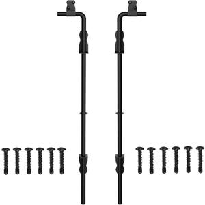 Sdstone 24 Inch Heavy Duty Cane Bolt Gate Drop Rod Gate Ground Latch Hardware for Wooden Fences,Metal Gates Doors Stopper for Gate Ground (Black Finish,2 Pack)
