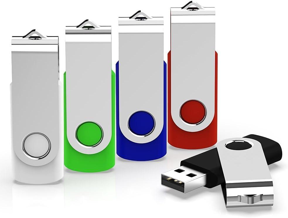 KEXIN 8GB Flash Drive 5 Pack Thumb Drive USB Flash Drive Jump Drive USB 2.0, 5 Colors (Black, Blue, Green, White, Red)